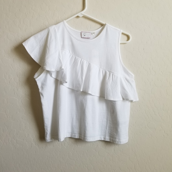 Anthropologie Tops - NWT Anthropologie Postmark Asymmetric Ruffle Tee S